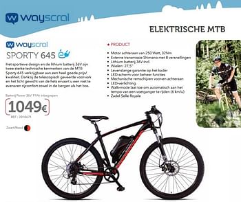 Promoties Elektrische fiets mtb sporty 645 - Wayscrall - Geldig van 27/03/2018 tot 31/03/2019 bij Auto 5