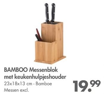 Promoties Bamboo messenblok met keukenhulpieshouder - Huismerk - Casa - Geldig van 26/03/2018 tot 29/04/2018 bij Casa