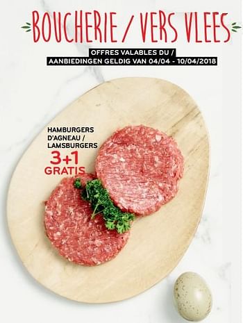 Promoties Hamburgers d`agneau - Huismerk - Alvo - Geldig van 04/04/2018 tot 10/04/2018 bij Alvo