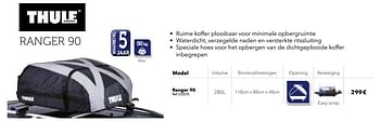 Promoties Soepele koffers ranger 90 - Thule - Geldig van 27/03/2018 tot 31/03/2019 bij Auto 5