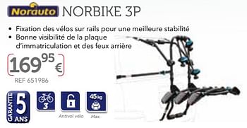 Promotions Porte-vélos de coffre norbike 3p - Norauto - Valide de 27/03/2018 à 31/03/2019 chez Auto 5