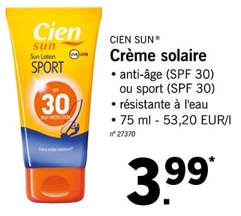 Cien Sun Creme Solaire En Promotion Chez Lidl