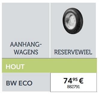 Promoties Reservewiel bw eco accessoires voor aanhangwagens - BW Trailers - Geldig van 27/03/2018 tot 31/03/2019 bij Auto 5