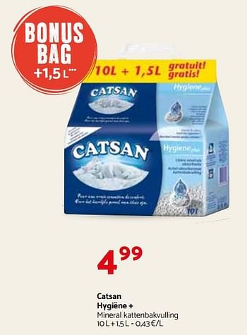 Promoties Catsan hygiëne + mineral kattenbakvulling - Catsan - Geldig van 28/03/2018 tot 08/04/2018 bij Tom&Co