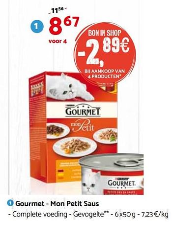 Promoties Gourmet - mon petit saus - complete voeding - gevogelte* - Purina - Geldig van 28/03/2018 tot 08/04/2018 bij Tom&Co