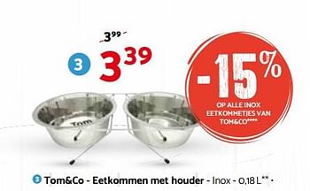 Promoties Tom+co - eetkommen met houder - Huismerk - Tom & Co - Geldig van 28/03/2018 tot 08/04/2018 bij Tom&Co