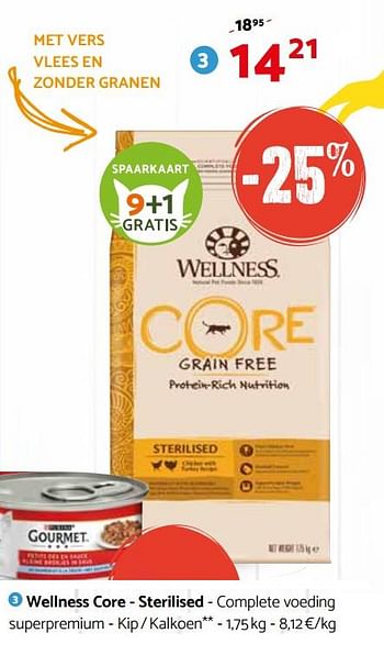 Promoties Wellness core - sterilised - complete voeding superpremium - kip - kalkoen - Wellness Core - Geldig van 28/03/2018 tot 08/04/2018 bij Tom&Co