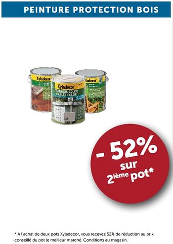 Promotions - 52%sur 2ième pot peinture protection bois - Xyladecor - Valide de 03/04/2018 à 01/05/2018 chez Zelfbouwmarkt