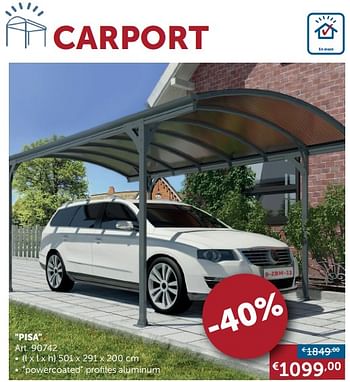 Promotions Carport pisa - Produit maison - Zelfbouwmarkt - Valide de 03/04/2018 à 01/05/2018 chez Zelfbouwmarkt