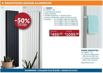 Promotions Radiateurs desgn aluminium robyn - Produit maison - Zelfbouwmarkt - Valide de 03/04/2018 à 01/05/2018 chez Zelfbouwmarkt