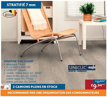 Promotions Stratifié loc floor - Uniclic - Valide de 03/04/2018 à 01/05/2018 chez Zelfbouwmarkt