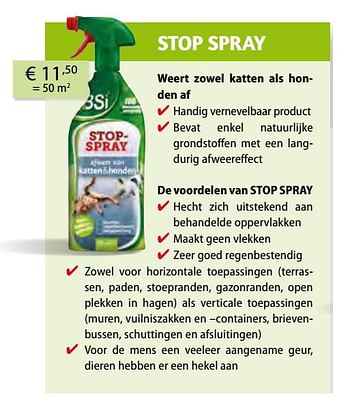 Promoties Stop spray - BSI - Geldig van 26/03/2018 tot 31/10/2018 bij Multi Bazar