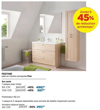 Promotions Linie meubles salle de bains sur socle festine - Linie - Valide de 01/04/2018 à 28/04/2018 chez X2O