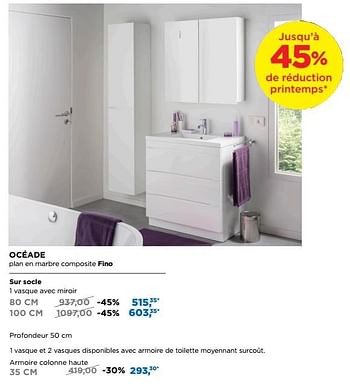 Promoties Linie meubles salle de bains sur socle océade - Linie - Geldig van 01/04/2018 tot 28/04/2018 bij X2O