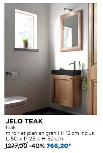 Promotions Balmani jelo teak meubles pour toilettes - Balmani - Valide de 01/04/2018 à 28/04/2018 chez X2O