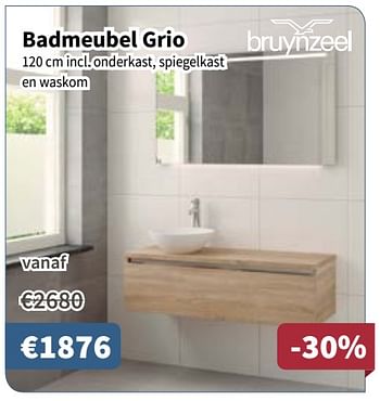 Promoties Bruynzeel badmeubel grio - Bruynzeel - Geldig van 29/03/2018 tot 11/04/2018 bij Cevo Market