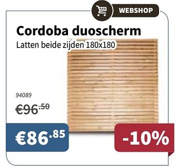 Promoties Cordoba duoscherm - Cartri - Geldig van 29/03/2018 tot 11/04/2018 bij Cevo Market