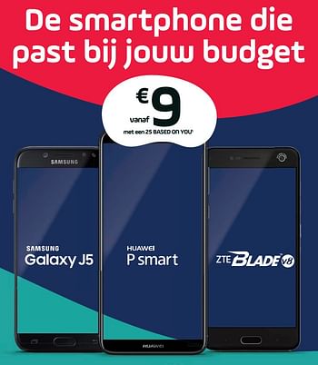 Promoties Huawei p smart met een 25 based on you - Huawei - Geldig van 02/04/2018 tot 01/05/2018 bij Base