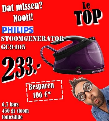 Promotions Philips stoomgenerator gc9405 - Philips - Valide de 02/04/2018 à 30/04/2018 chez Electro Zschau