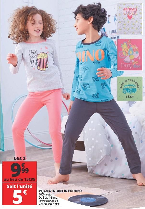 Inextenso Pyjama enfant in extenso Promotie bij Auchan