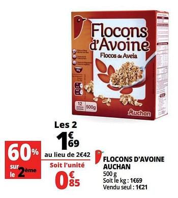 Auchan - Flocons d'avoine 500g