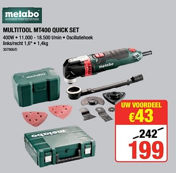 Promoties Metabo multitool mt400 quick set - Metabo - Geldig van 05/04/2018 tot 22/04/2018 bij HandyHome