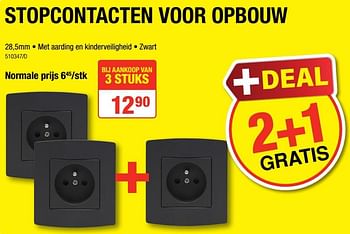 Promoties Stopcontacten voor opbouw - Huismerk - HandyHome - Geldig van 05/04/2018 tot 22/04/2018 bij HandyHome