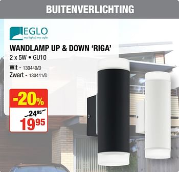 Promoties Wandlamp up + down riga - Eglo - Geldig van 05/04/2018 tot 22/04/2018 bij HandyHome