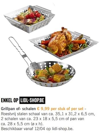 Promoties Grillpan of- schalen - Huismerk - Lidl - Geldig van 08/04/2018 tot 17/06/2018 bij Lidl