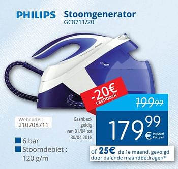 Promoties Philips stoomgenerator gc8711-20 - Philips - Geldig van 29/03/2018 tot 28/04/2018 bij Eldi