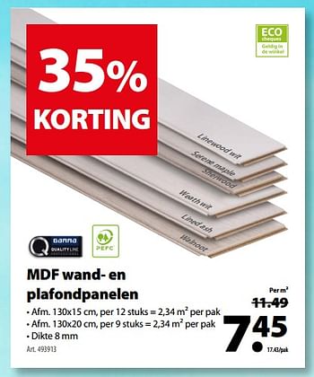 Promoties Mdf wand- en plafondpanelen - Huismerk - Gamma - Geldig van 11/04/2018 tot 23/04/2018 bij Gamma