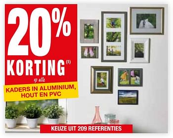 Promoties 20% korting op alle kaders in aluminium, hout en pvc - Huismerk - Brico - Geldig van 11/04/2018 tot 23/04/2018 bij Brico