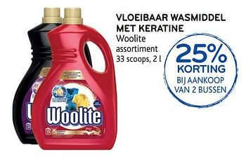 Promoties 25% korting bij aankoop van 2 bussen vloeibaar wasmiddel met keratine woolite - Woolite - Geldig van 11/04/2018 tot 24/04/2018 bij Alvo