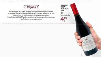 Promoties Domaine de la berthéte 2016 - Rode wijnen - Geldig van 11/04/2018 tot 24/04/2018 bij Alvo