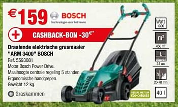 Promotions Draaiende elektrische grasmaaier arm 3400 bosch - Bosch - Valide de 11/04/2018 à 23/04/2018 chez Brico