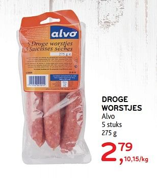 Promoties Droge worstjes alvo - Huismerk - Alvo - Geldig van 11/04/2018 tot 24/04/2018 bij Alvo