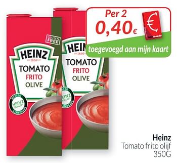 Promoties Heinz tomato frito olijf - Heinz - Geldig van 02/04/2018 tot 30/04/2018 bij Intermarche
