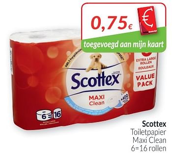 Promoties Scottex toiletpapier maxi clean - Scottex - Geldig van 02/04/2018 tot 30/04/2018 bij Intermarche