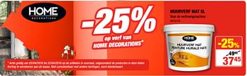 Promoties Muurverf mat - Home Decorations - Geldig van 05/04/2018 tot 22/04/2018 bij HandyHome