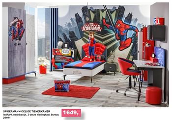 Promoties Spiderman 4-delige tienerkamer - Huismerk - Baby & Tiener Megastore - Geldig van 01/04/2018 tot 28/04/2018 bij Baby & Tiener Megastore