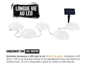 Promotions Guirlande lumineuse à led pour le sol - Produit maison - Lidl - Valide de 08/04/2018 à 17/06/2018 chez Lidl