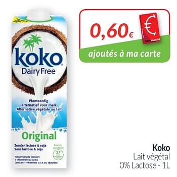 Promoties Koko lait végétal 0% lactose - Koko - Geldig van 02/04/2018 tot 30/04/2018 bij Intermarche