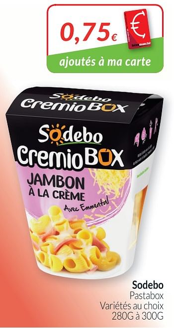 Promotions Sodebo pastabox - Sodebo - Valide de 02/04/2018 à 30/04/2018 chez Intermarche