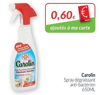 Promotions Carolin spray dégraissant anti-bactérien - Carolin - Valide de 02/04/2018 à 30/04/2018 chez Intermarche