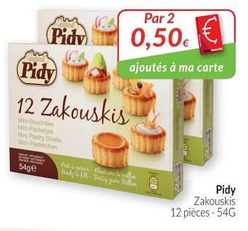 Promotions Pidy zakouskis - Pidy - Valide de 02/04/2018 à 30/04/2018 chez Intermarche