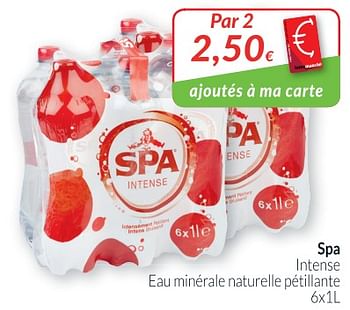 Promotions Spa intense eau minérale naturelle pétillante - Spa - Valide de 02/04/2018 à 30/04/2018 chez Intermarche