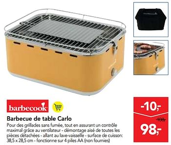 Promoties Barbecue de table carlo - Barbecook - Geldig van 11/04/2018 tot 24/04/2018 bij Makro