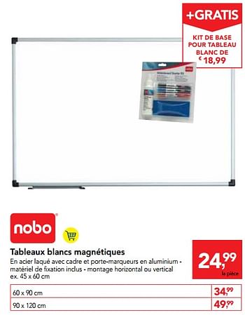 Promotions Tableaux blancs magnétiques - Nobo - Valide de 11/04/2018 à 24/04/2018 chez Makro