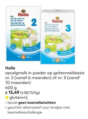 Promotions Holle opvolgmelk in poeder op geitenmelkbasis nr. 2 - Holle - Valide de 04/04/2018 à 01/05/2018 chez Bioplanet