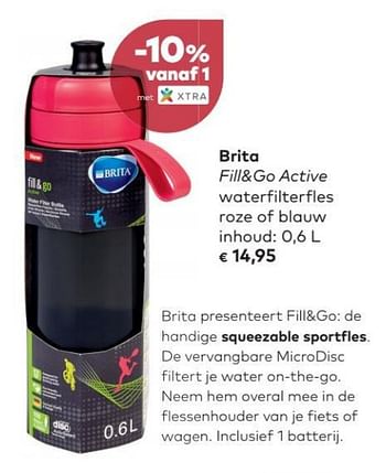 Promoties Brita fill+go active waterfilterfles - Brita - Geldig van 04/04/2018 tot 01/05/2018 bij Bioplanet